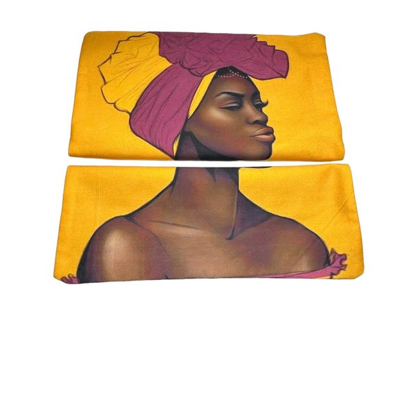 Unbranded 2 Pillowcase Covers Black Women Art African Handmade Zip Closure Home - Picture 1 of 6